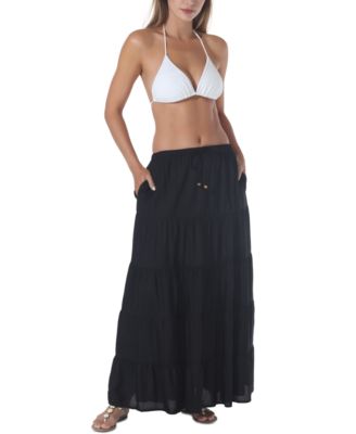 Women's Draw-Waist Tiered Skirt Cover-Up