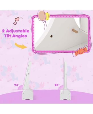 Kids Vanity Set Princess Makeup Dressing Table & Chair Set with Kids Jewelry Armoire