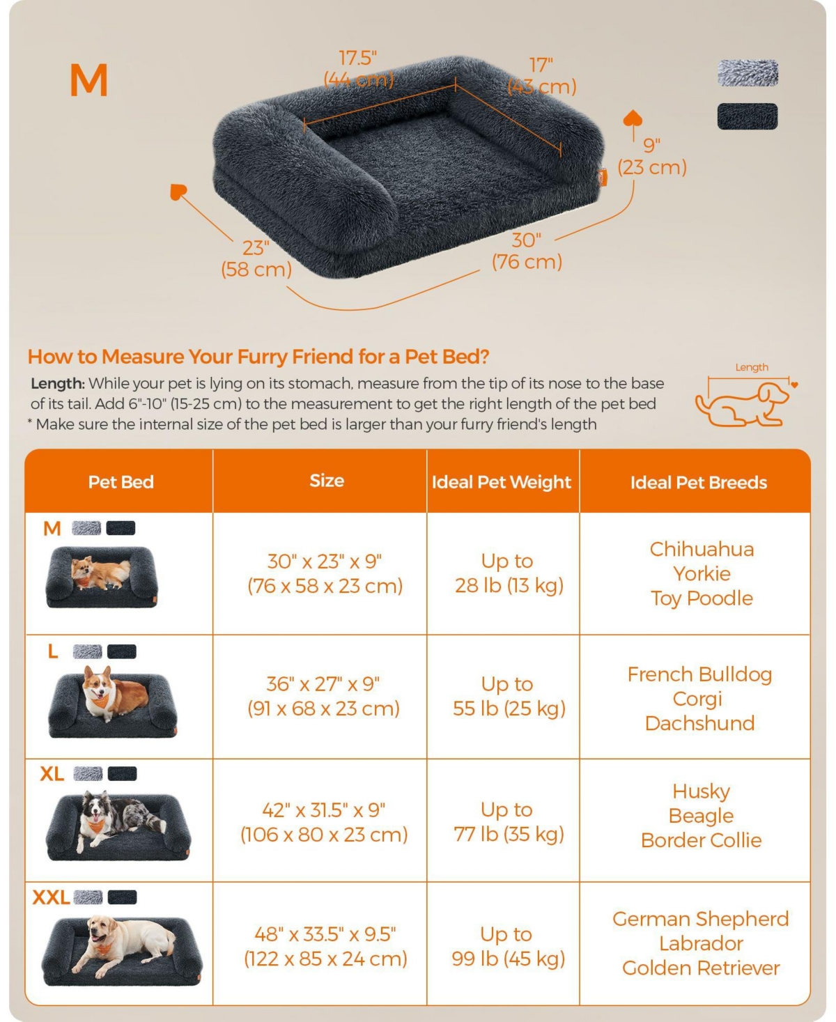 Slickblue Orthopedic Dog Sofa Bed for Medium Dogs – Waterproof Pet Bed with Removable Washable Cover