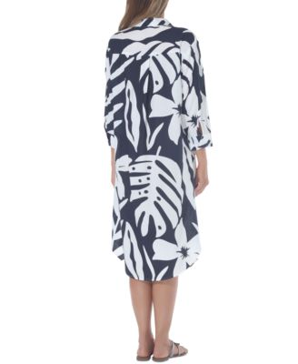 Women's Printed Shirtdress Cover-Up