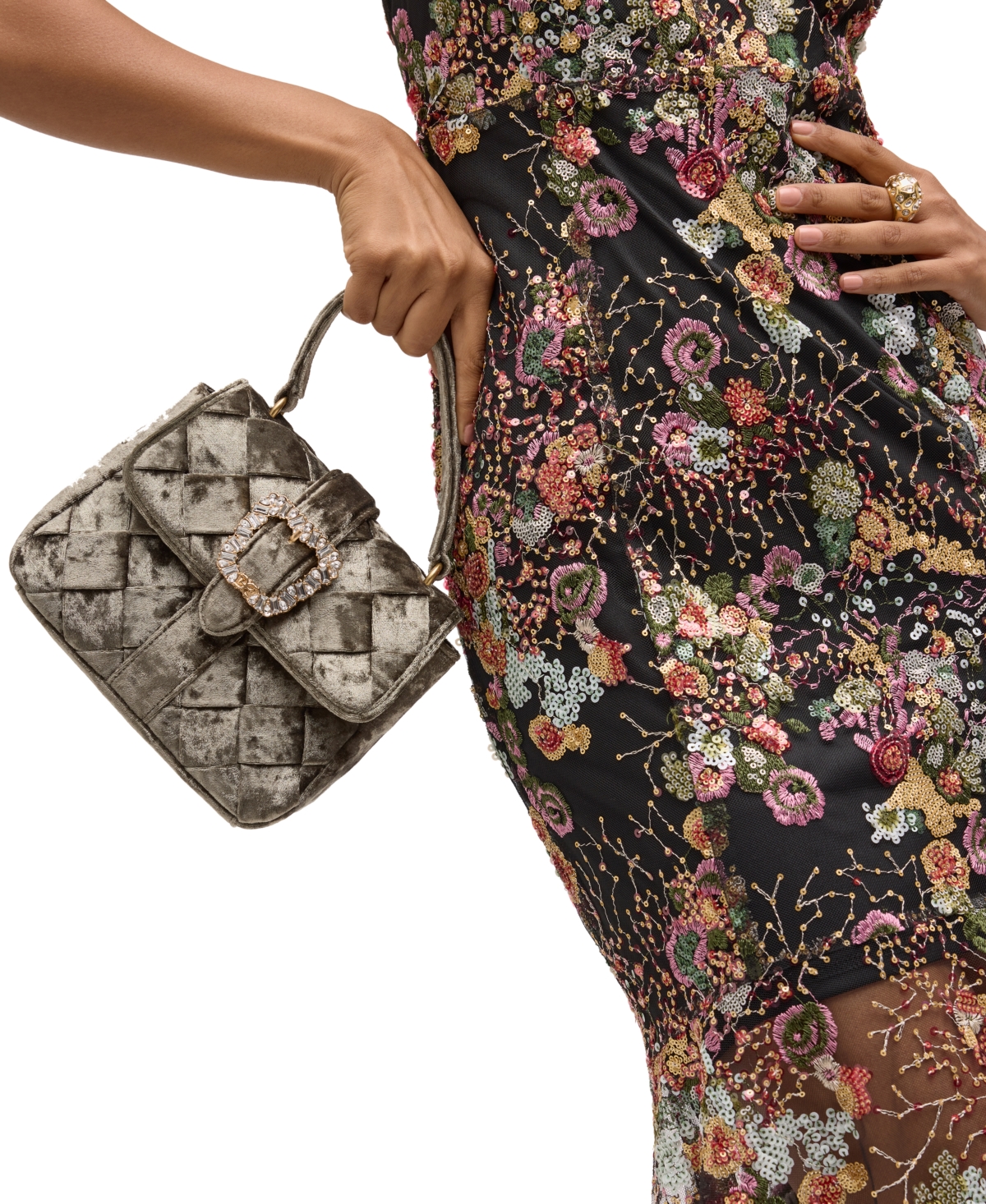 SAM EDELMAN BRIT TOP HANDLE SMALL VELVET CROSSBODY 