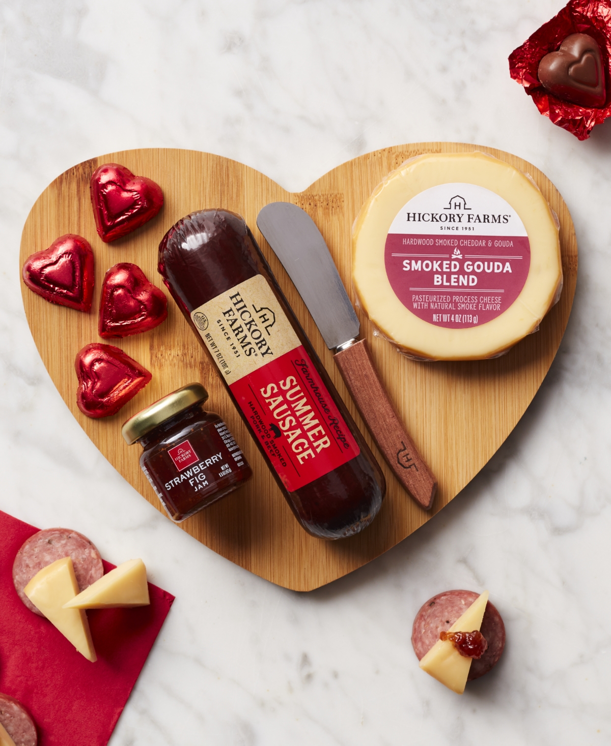 Hickory Farms Valentine's Day Charcuterie Board Gift Set, 9 Piece