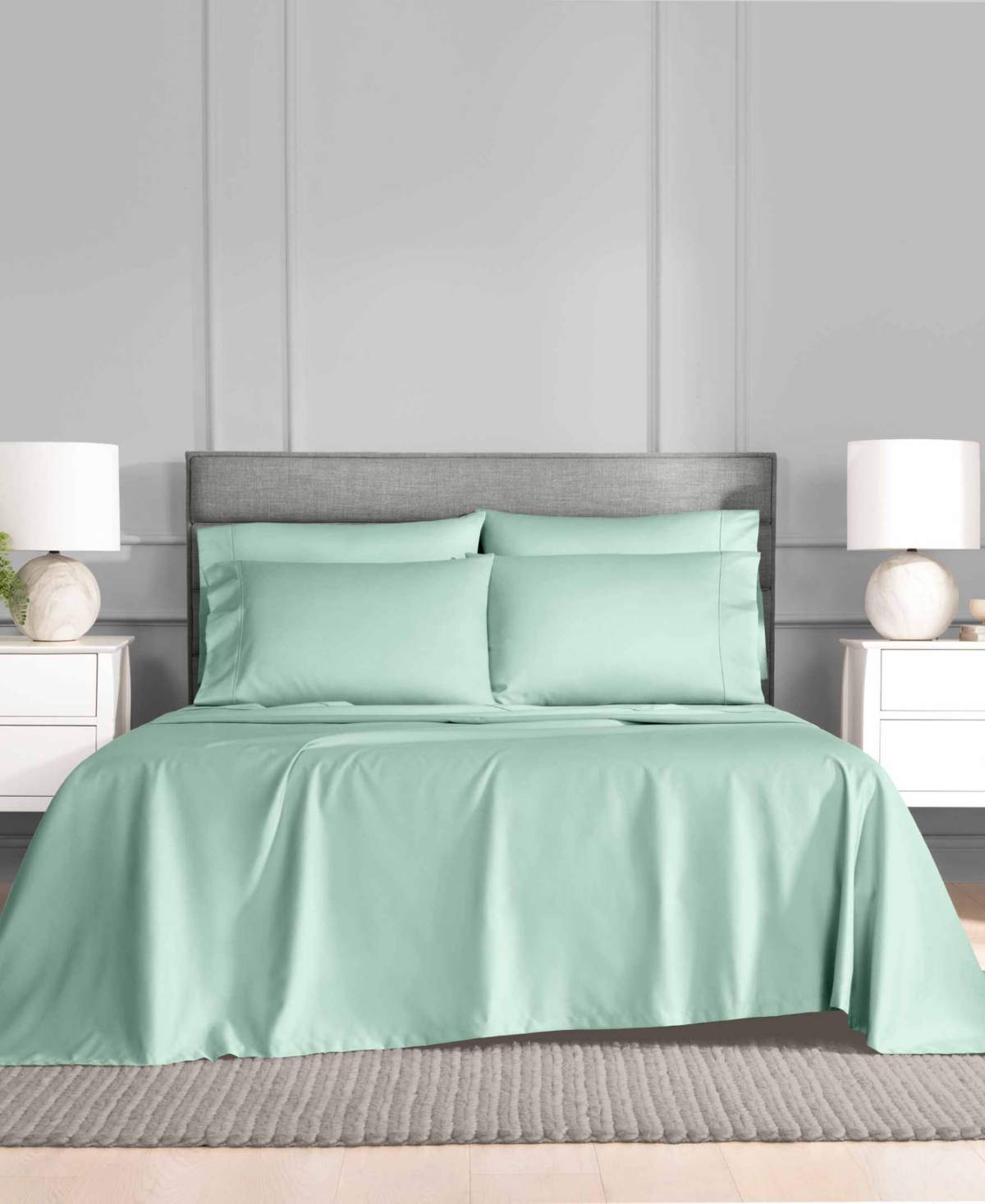 Fairfield Square Collection Brookline 1400 Thread Count 6 Pc. Sheet Set, California King, Exclusively At Macy's In Teal