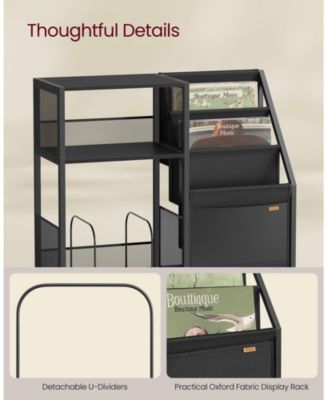 3-Tier Record Player Stand with Vinyl Record Storage for 140 Albums, End Table for Living Room or Bedroom