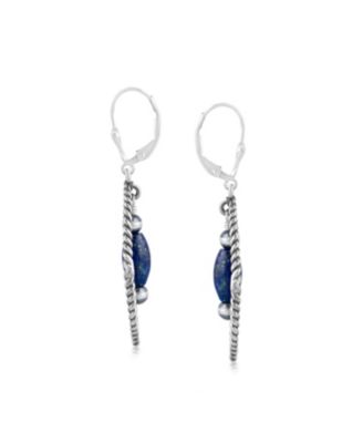 Sterling Silver Marquise Lapis Dangle Earrings