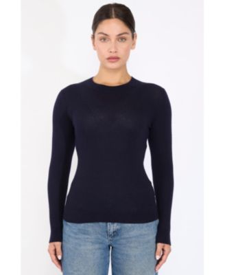 Women's Tissue Weight Cashmere Silk Rib-knit Crewneck Sweater