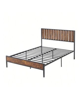 Bed Frame With Headboard And Footboard, Metal Bed Frame With 14 Heavy Duty Steel Slats, Metal Full Bed Frame, Under-Bed Storage, No Box Spring Needed,Noise-Free