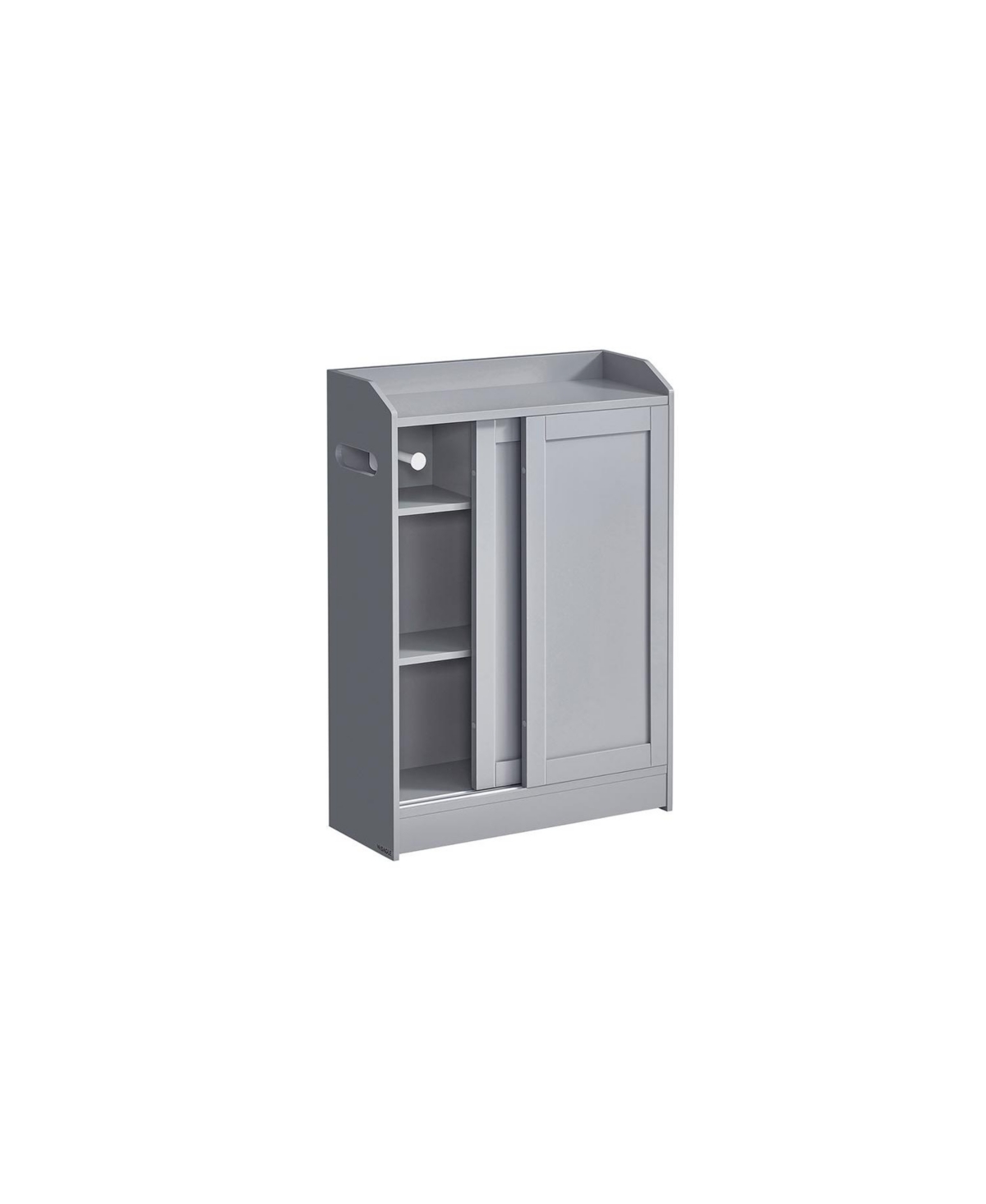 Slim Bathroom Storage Cabinet with Toilet Paper Holder and Brush Compartment - Grey