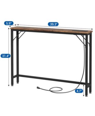 1Pc Built-In Outlets, Narrow Console Table for Small Spaces Slim Console Table