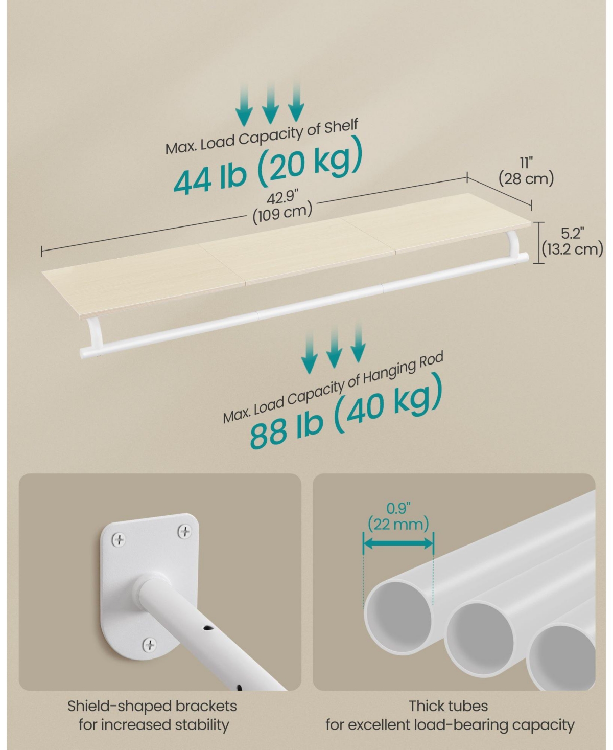 Slickblue Clothes Rack with Top Shelf for Hanging and Storage Organization