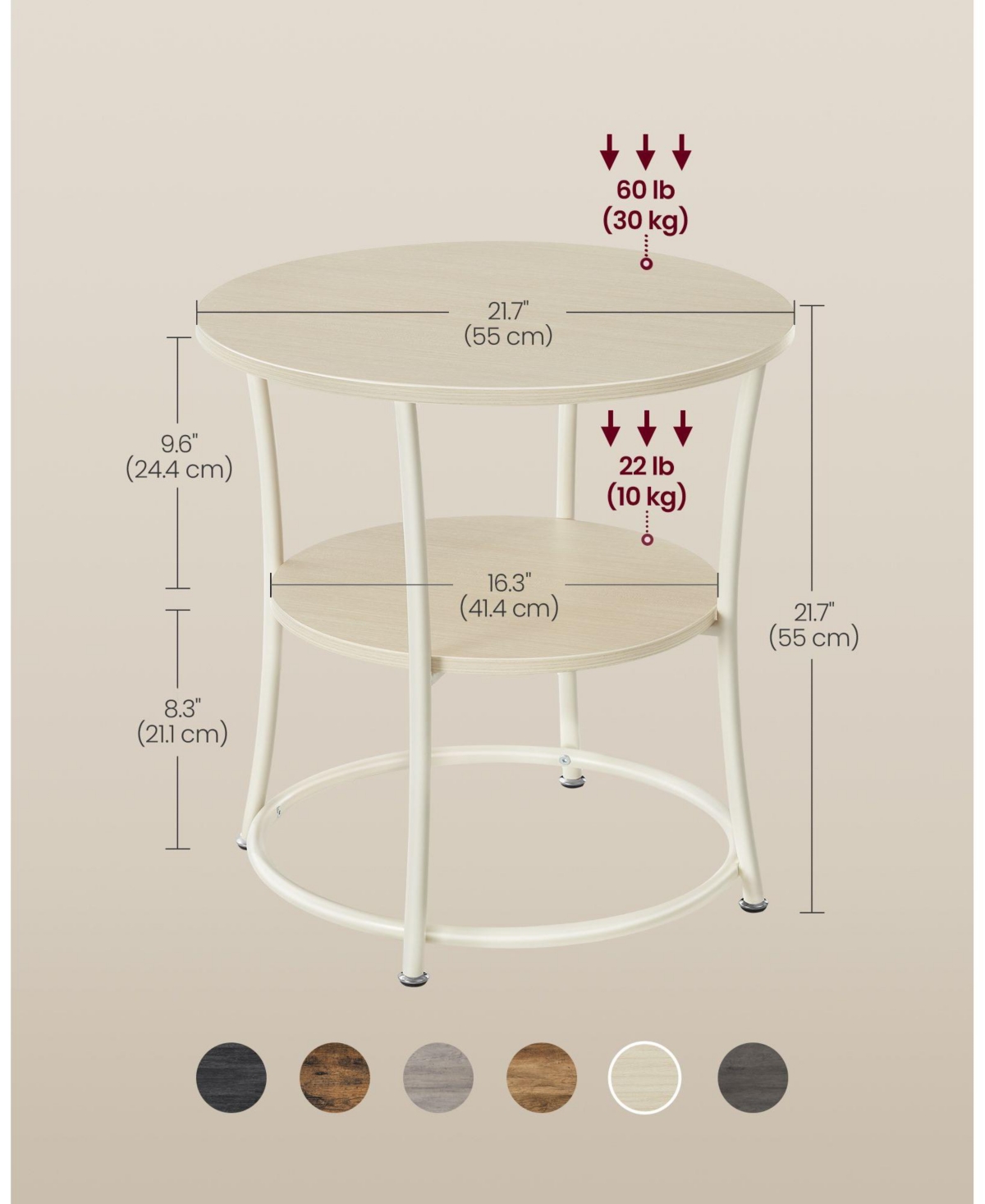 Slickblue Side Table Round End Table with 2 Shelves, Industrial Metal Design, Easy Assembly for Living Room & Bedroom