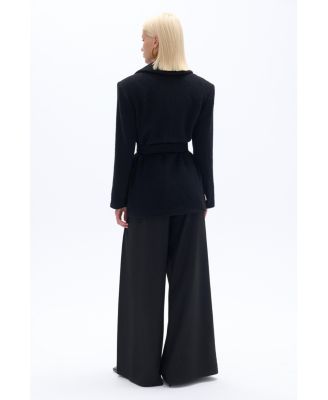 Women's Self-Belted Double Breasted Jacket