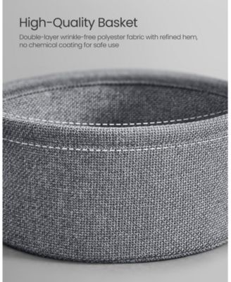 Small Round Side Table with Fabric Storage Basket for Living Room or Bedroom