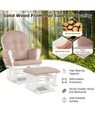 Glider and Ottoman Cushion Set Wood Baby Nursery Rocking Chair