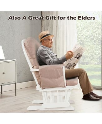 Glider and Ottoman Cushion Set Wood Baby Nursery Rocking Chair