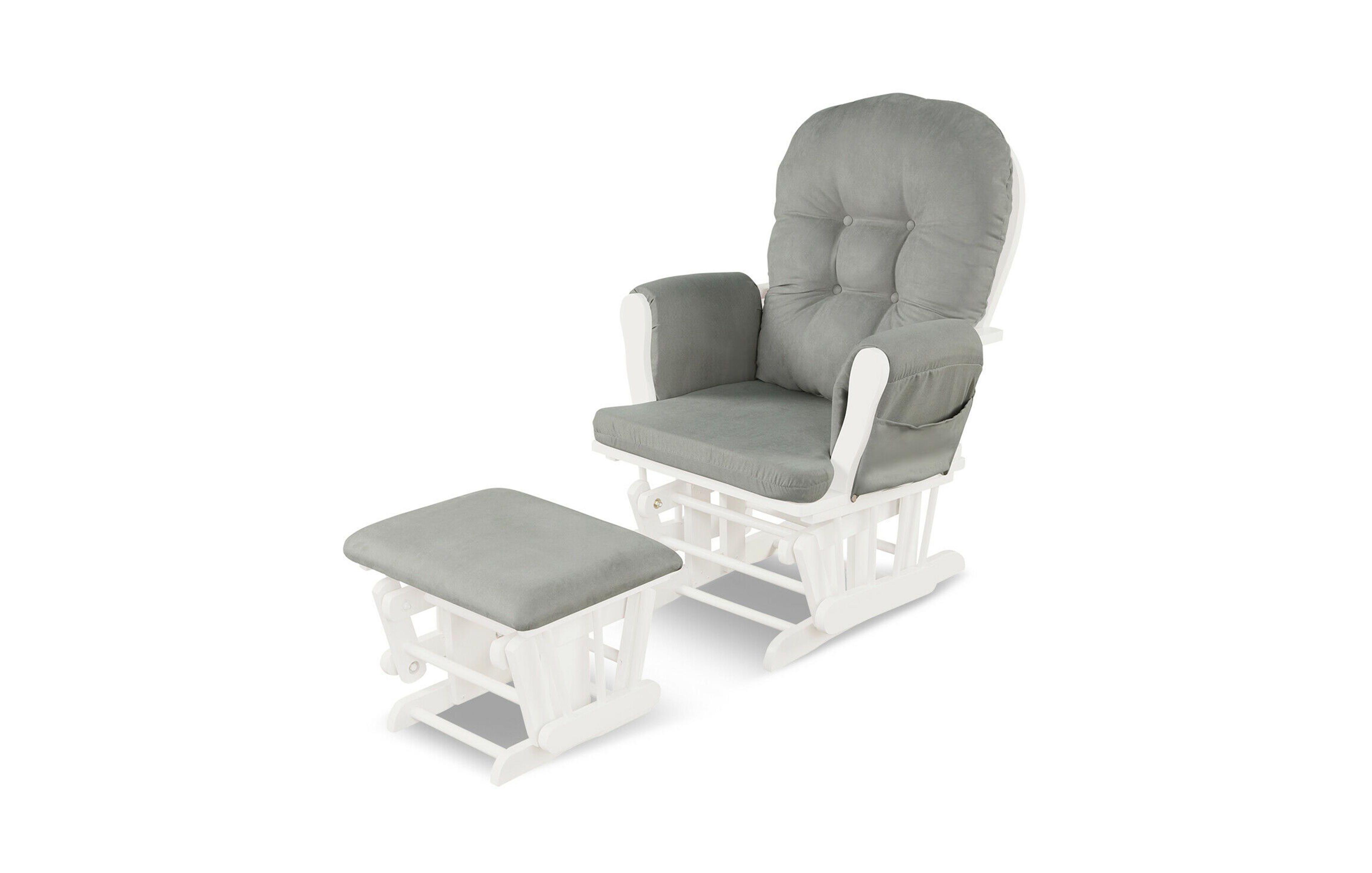 Gymax Glider and Ottoman Cushion Set Wood Baby Nursery Rocking Chair