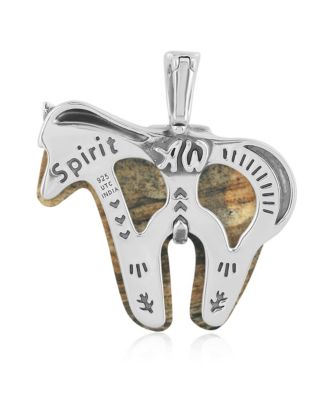 Sterling Silver Picture Jasper Gemstone Spirit Horse Pendant Enhancer