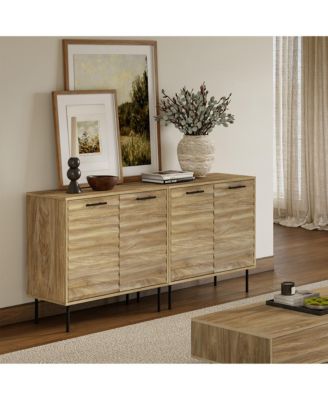 Mid-Century Modern Wave 2-Door Cabinet with Metal Legs