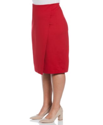 Plus Size Ponte Asymmetrical Wrap Skirt