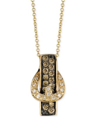 Le Vian - White Diamond Accent and Chocolate Diamond (1/2 ct. t.w.) Buckle Pendant Necklace in 14k Gold
