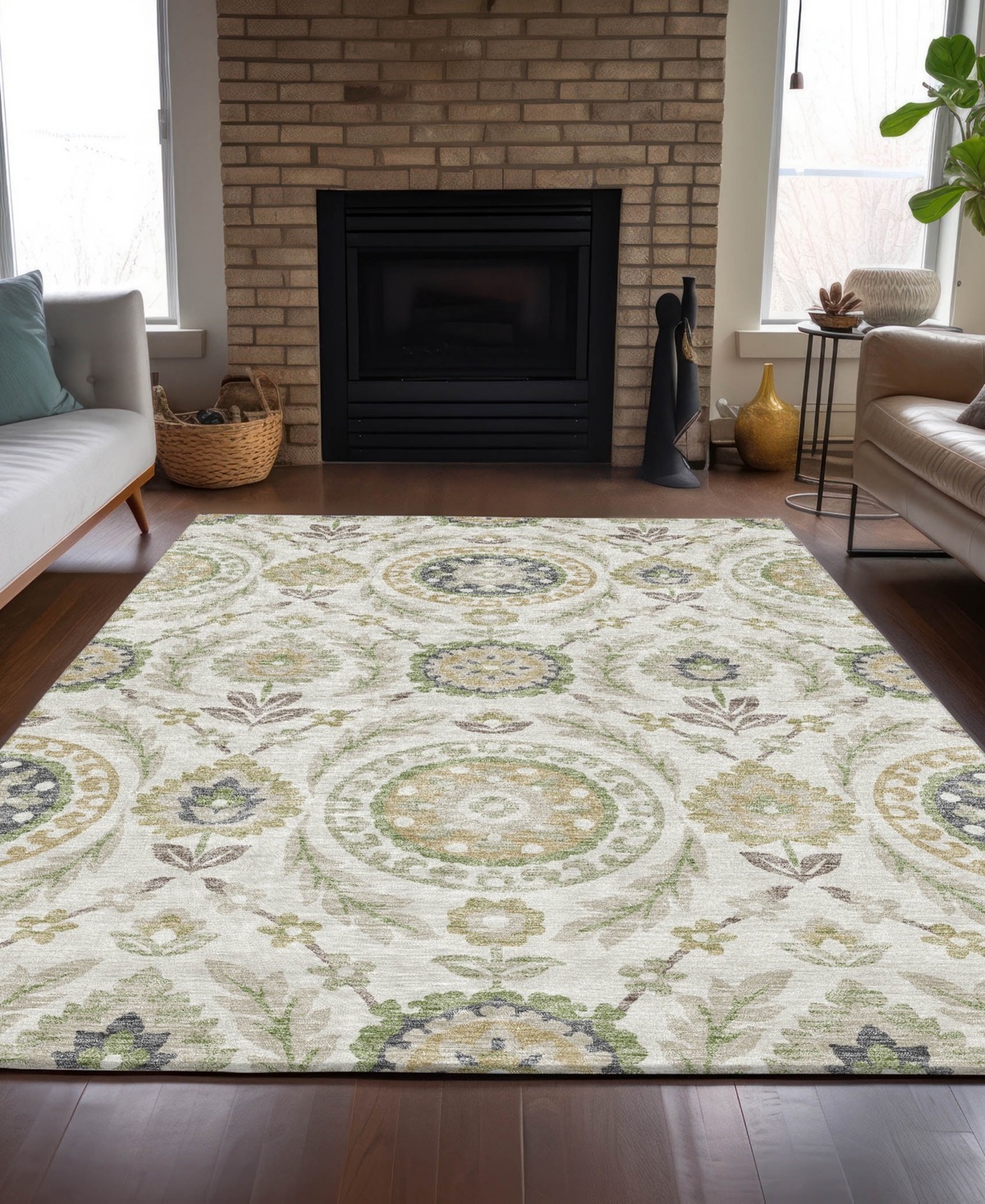 Addison Chantille Machine Washable Acn751 8'x10' Area Rug In Ivory