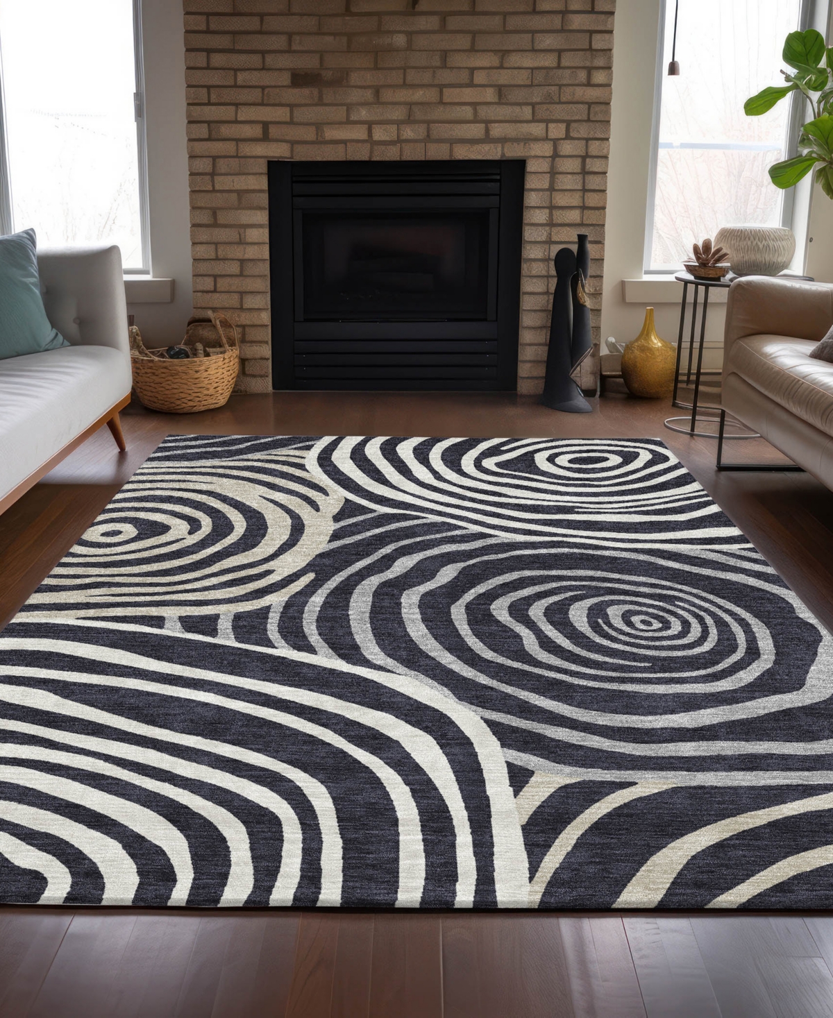 Addison Chantille Machine Washable Acn765 2'6"x3'10" Area Rug In Black