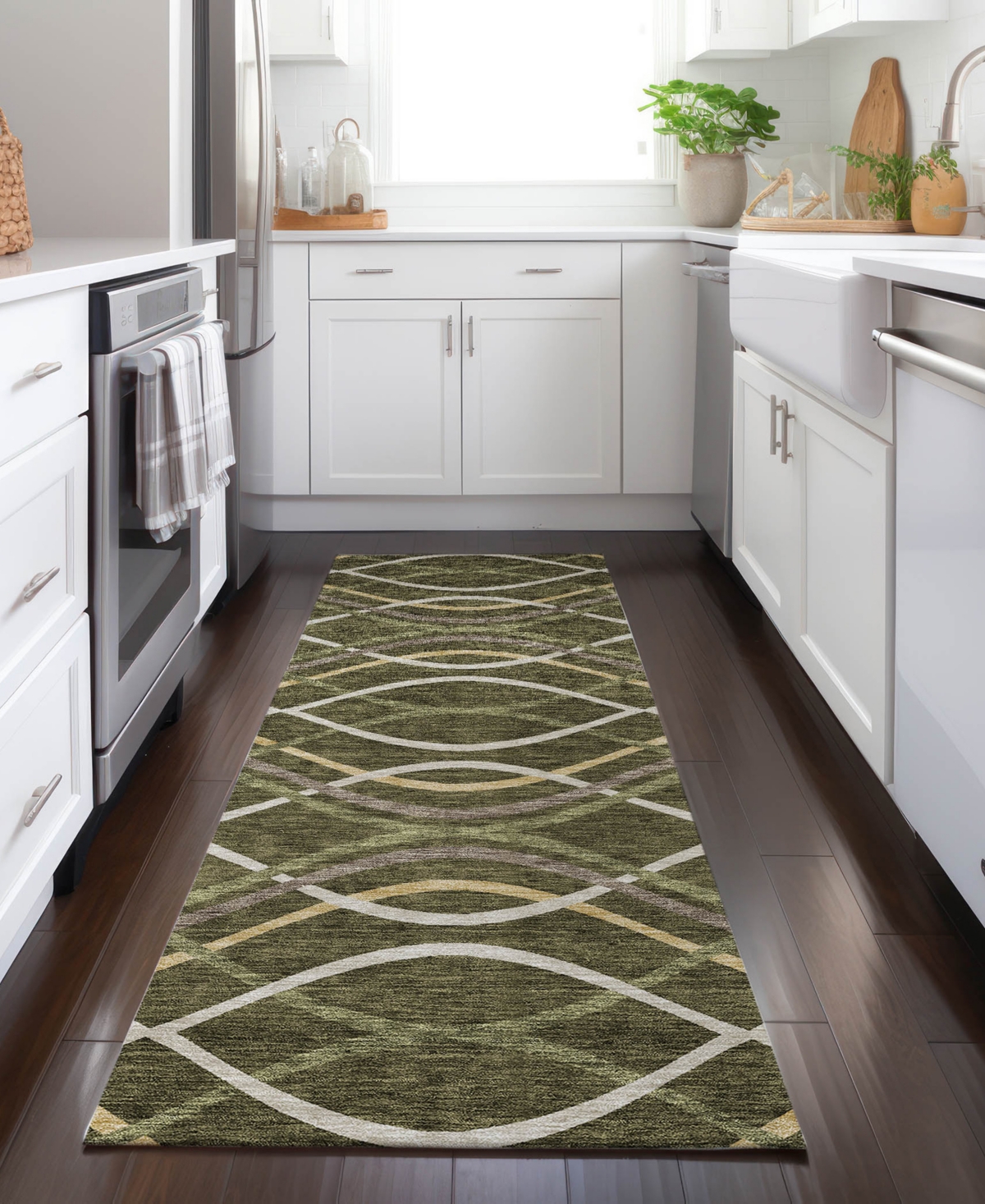 Addison Chantille Acn757 2'3"x7'6" Runner Area Rug In Olive