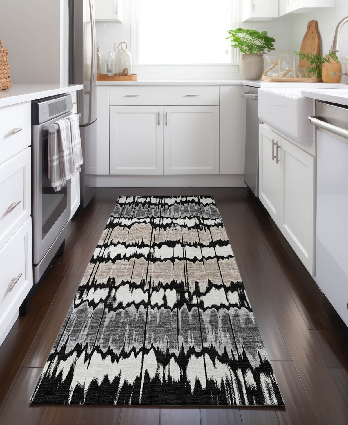 Addison Chantille Machine Washable Acn755 2'3"x7'6" Runner Area Rug In Black