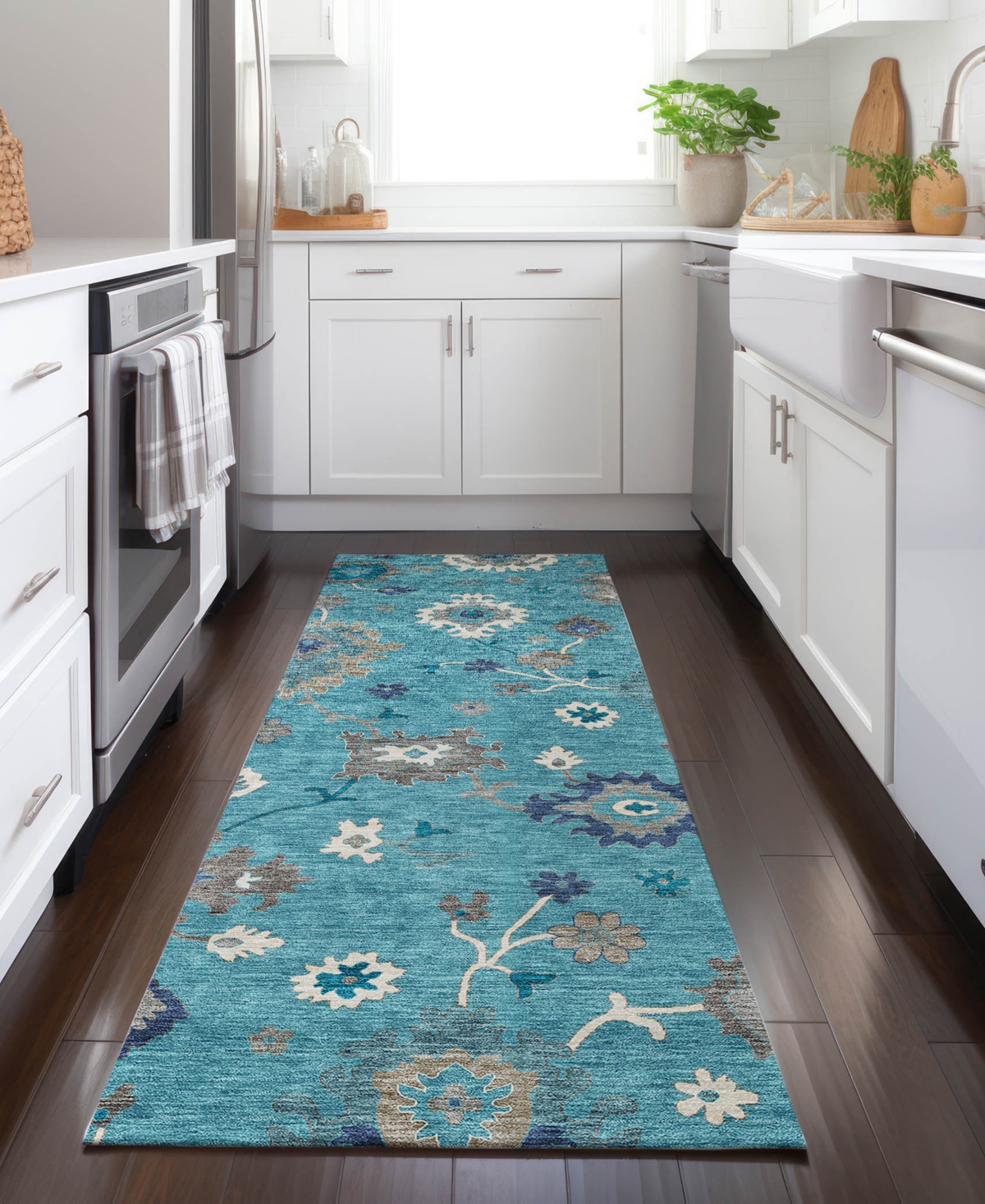 Addison Chantille Acn753 2'3"x7'6" Runner Area Rug In Teal