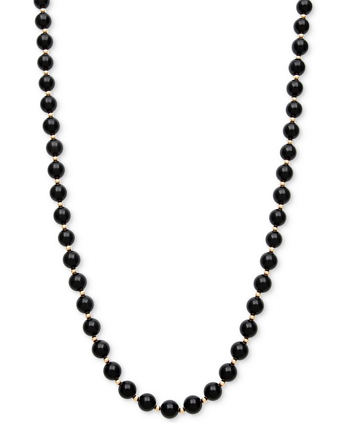 Macy's Onyx Bead Necklace (3mm) in 10k Gold - Macy's