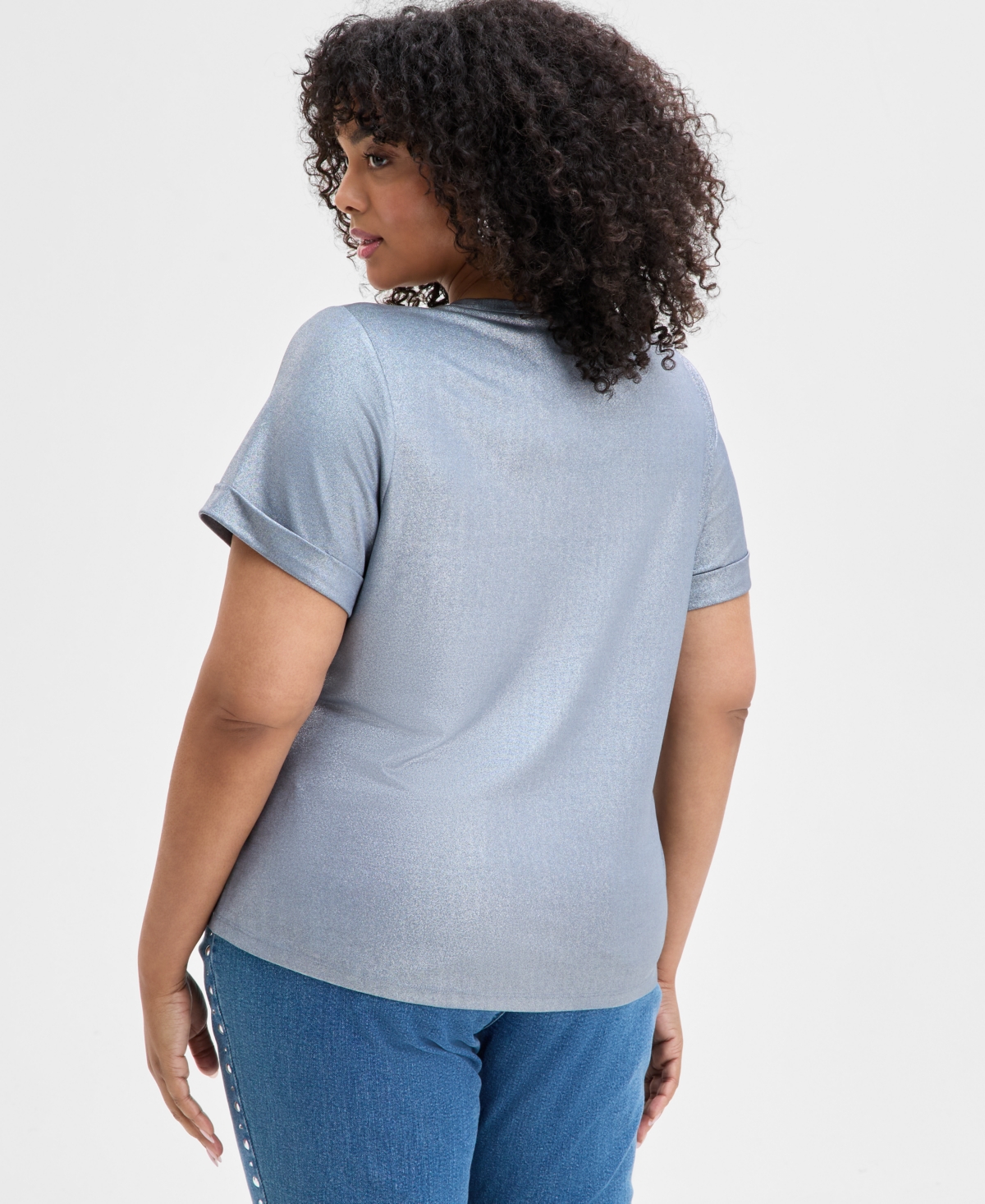 INC INTERNATIONAL CONCEPTS PLUS SIZE METALLIC FOILED T-SHIRT, EXCLUSIVELY AT MACY'S 