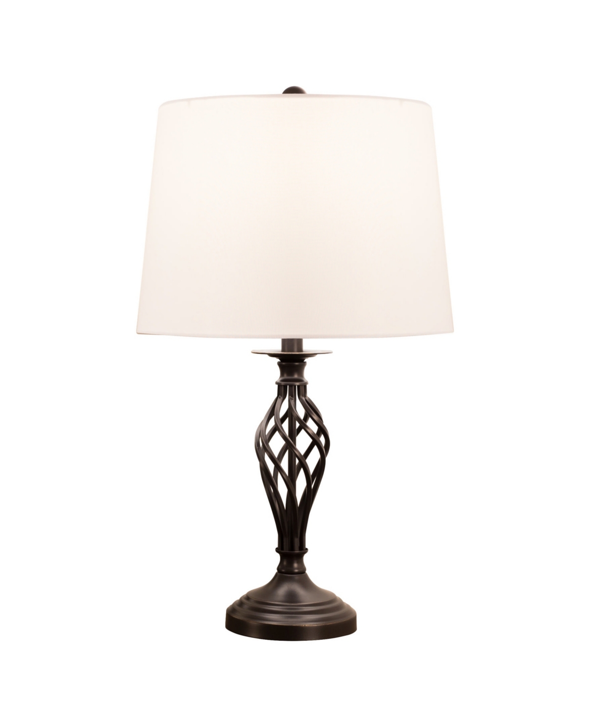 Lavish Home 24.5" Spiral Cage Table Lamp Set In Bronze And White