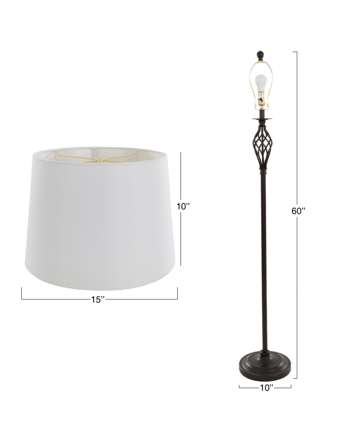 LAVISH HOME SPIRAL CAGE DESIGN TABLE AND FLOOR LAMP, SET OF 3 