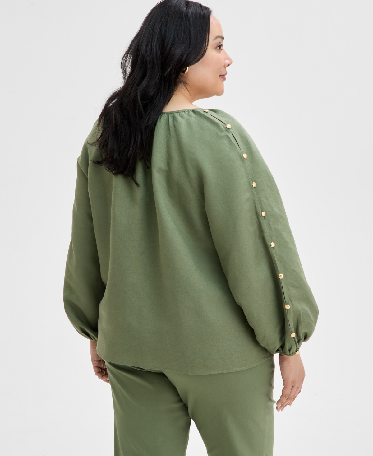 Inc International Concepts Plus Size Mid-rise Pull-on Straight-leg Pants, Created For Macy's In Olivine