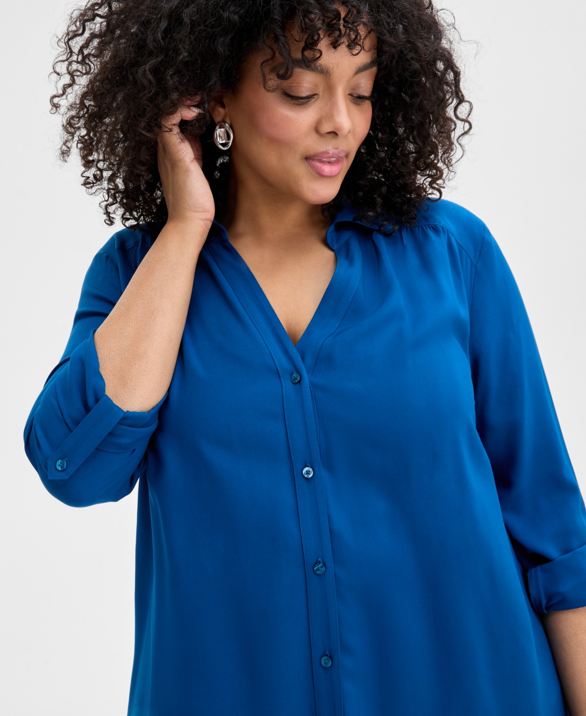 INC INTERNATIONAL CONCEPTS PLUS SIZE SIDE-SLIT TOP, CREATED FOR MACY'S 