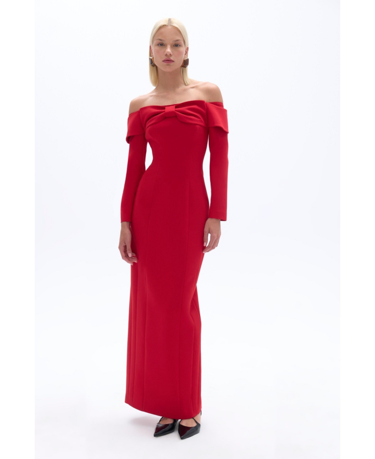 Women's Bow Maxi Dress - Red