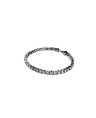 Round Cut Ruthenium Plated Matrix Tennis Bracelet