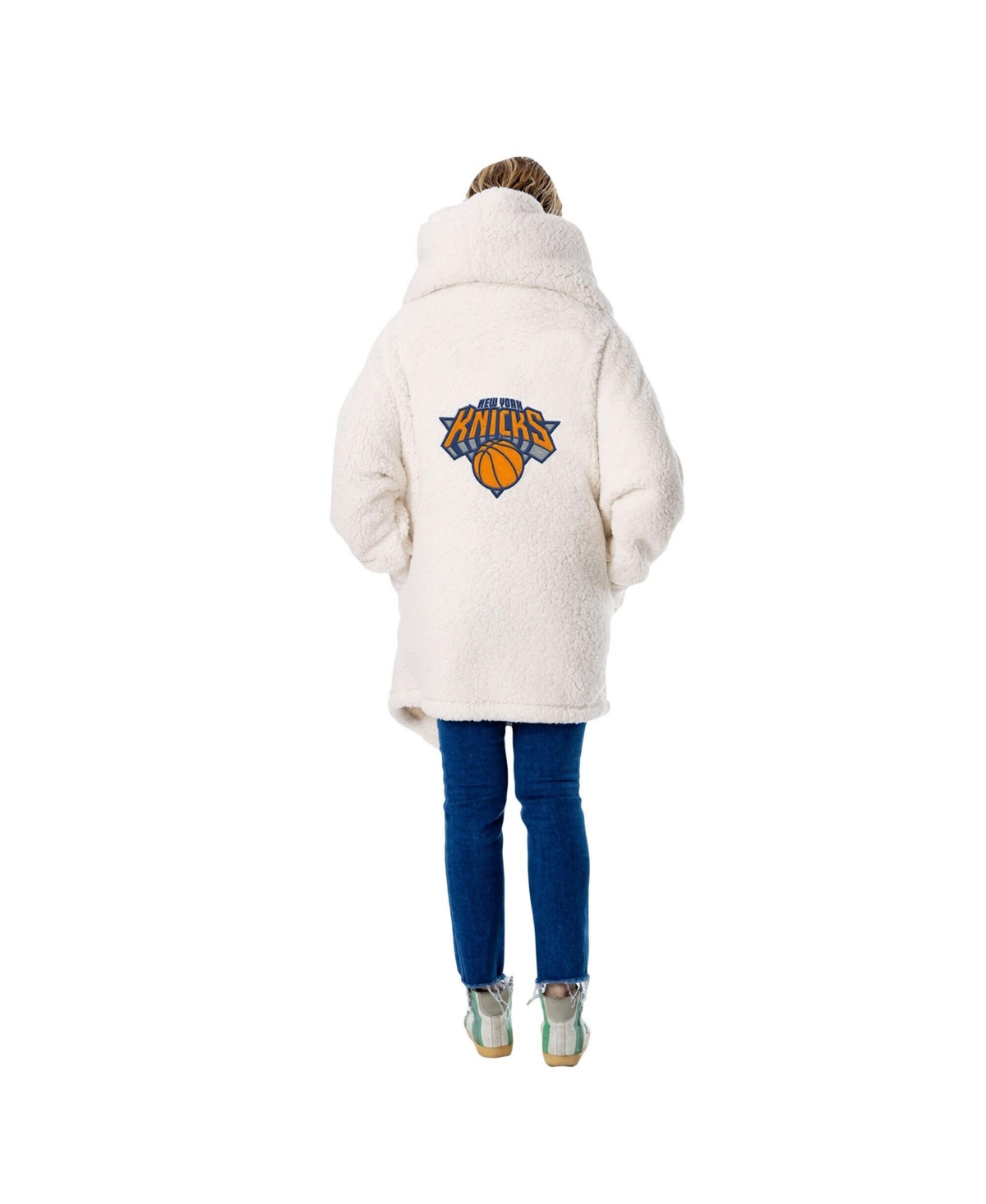 Jill Martin Men's and Women's The Best Lounger In The WorldNew York Knicks Oversized Open-Front Hoodie Sweater - Cream