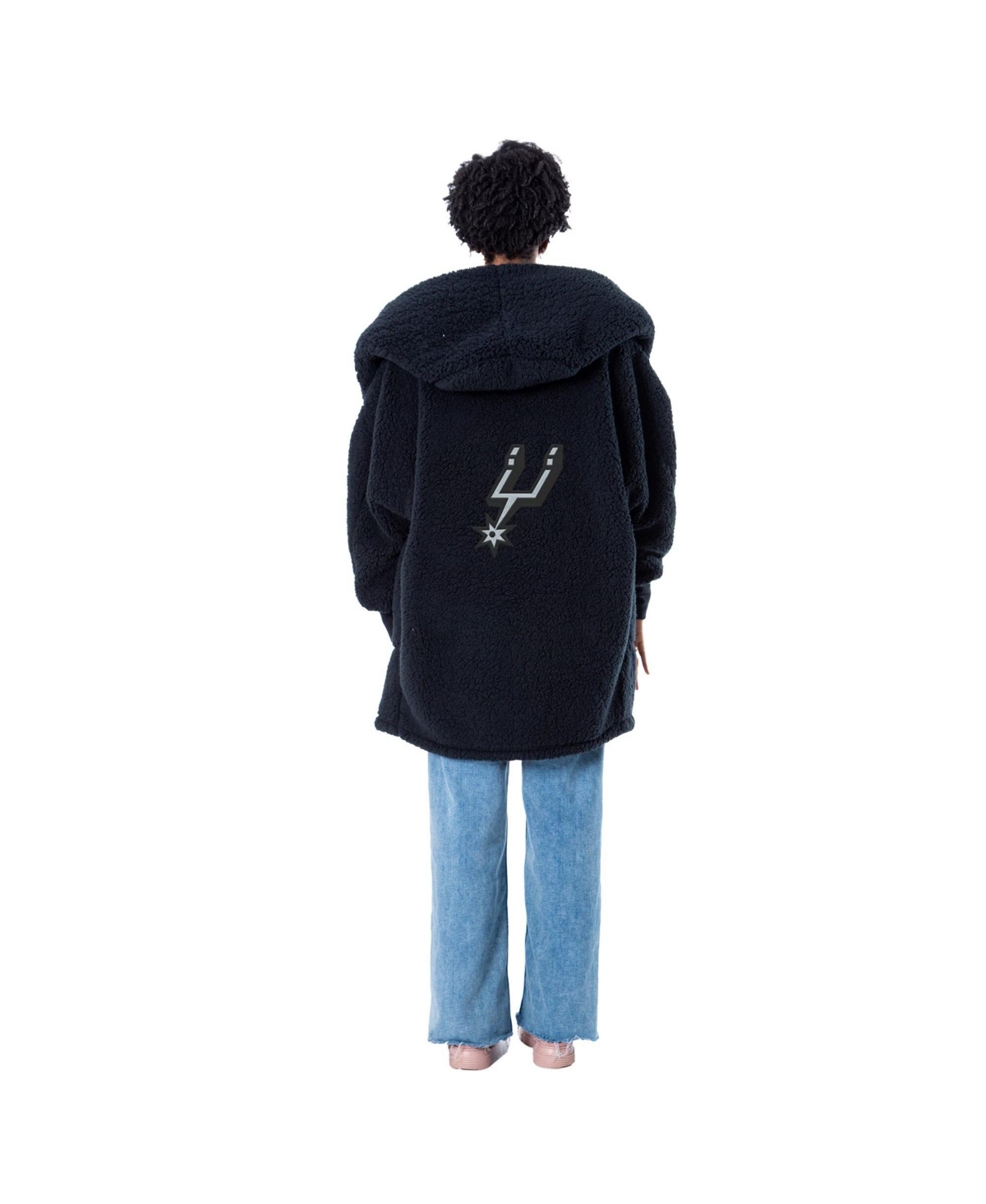 Jill Martin Men's and Women's The Best Lounger In The WorldSan Antonio Spurs Oversized Open-Front Hoodie Sweater - Navy