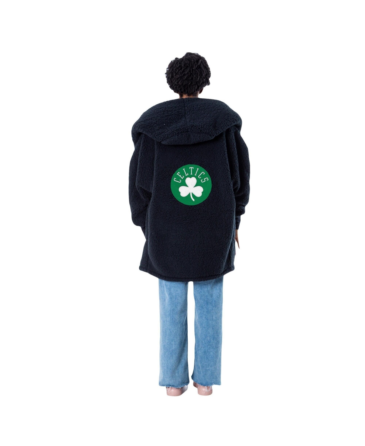 Jill Martin Men's and Women's The Best Lounger In The WorldBoston Celtics Oversized Open-Front Hoodie Sweater - Black