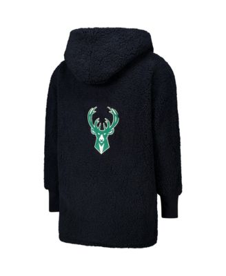 Men's and Women's The Best Lounger In The World Black Milwaukee Bucks Oversized Open-Front Hoodie Sweater