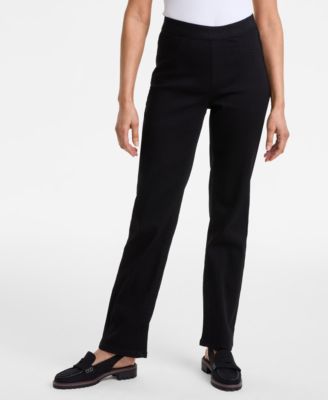 Petite Mid-Rise Pull-On Straight-Leg Jeans, Exclusively at Macy's