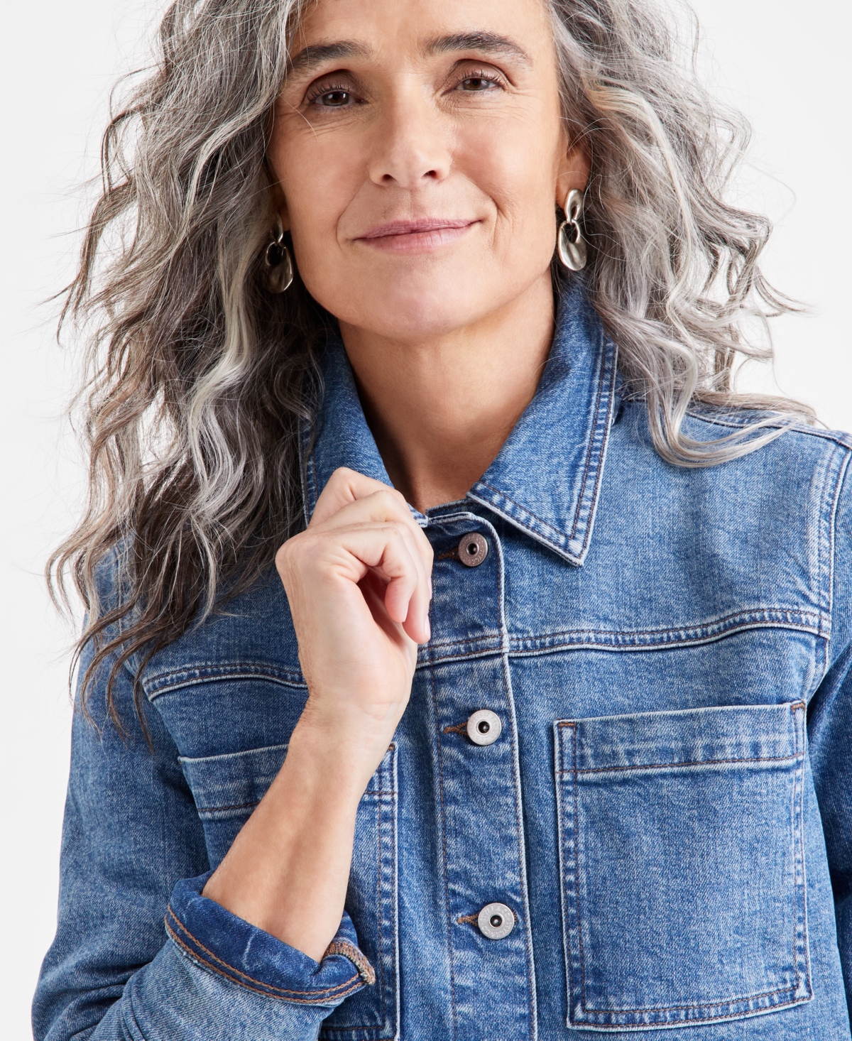Shop Style & Co Women's Relaxed Denim Jacket, Exclusively At Macy's In Date Wash