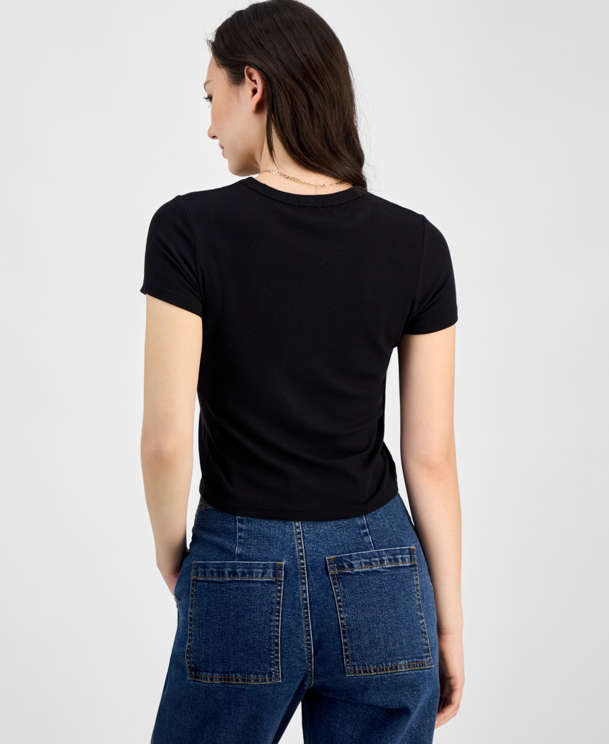 Self Esteem Juniors' Soft Ribbed Baby Tee In Black