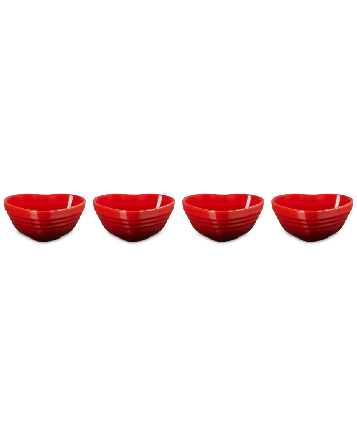 Le Creuset Stoneware Heart Mini Bowls, Set Of 4 In Cerise
