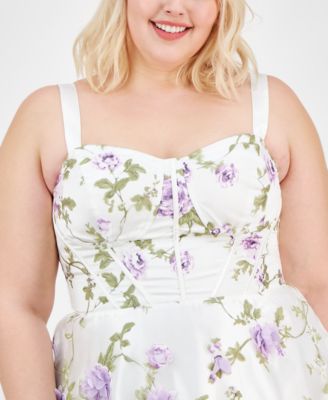 Trendy Plus Size Floral Print Applique Gown