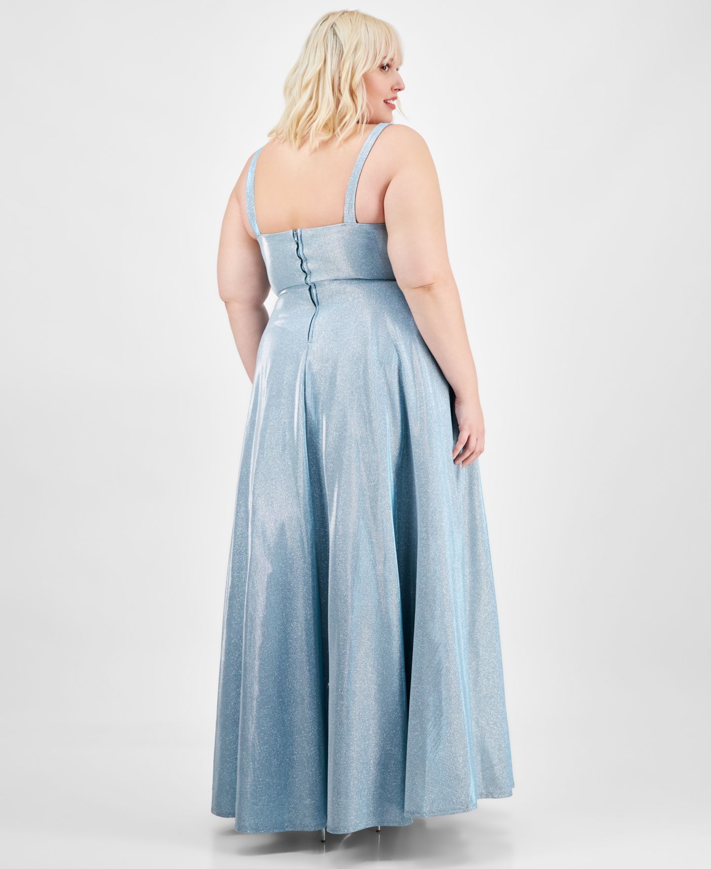 Женское платье City Studios Trendy Plus Size Glitter V-Neck Sleeveless Gown, цвет: Виноградный — фото 9