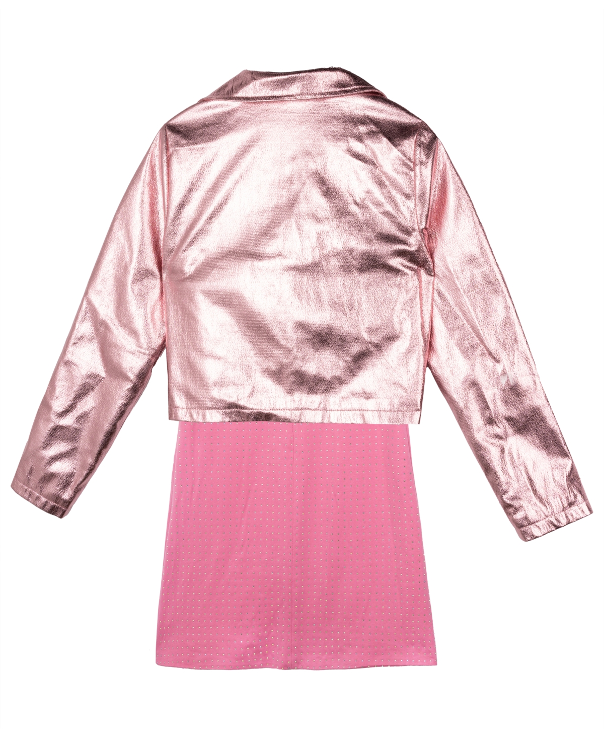 Sparkle & Shine Big Girls Crystal Dress with Metallic Moto Jacket, 2- Piece Set