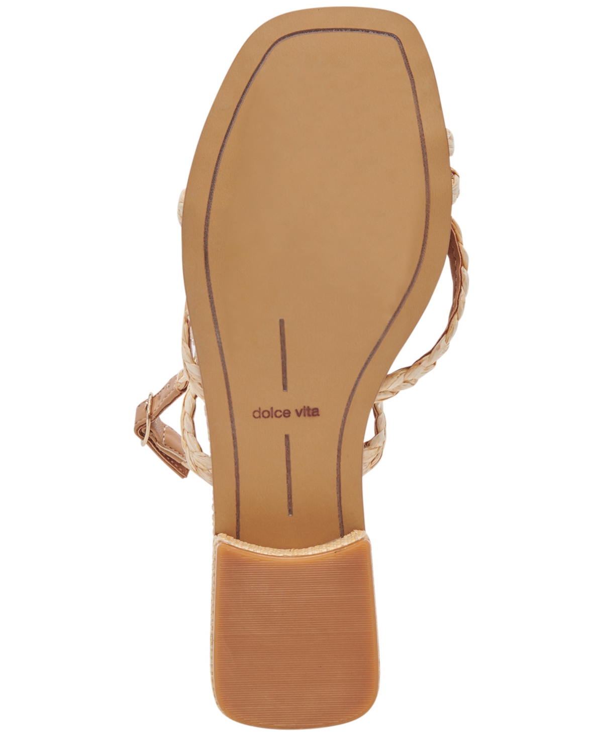 Shop Dolce Vita Women's Brinn Ankle-strap Strappy Whipstitch Block-heel Sandals In Light Natural Raffia