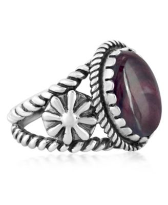 Sterling Silver Purple Spiny Oyster Concha Flower Ring, Size 10